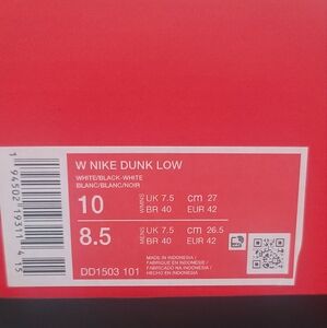Women Nike Dunk Low Sneakers - White and Black
